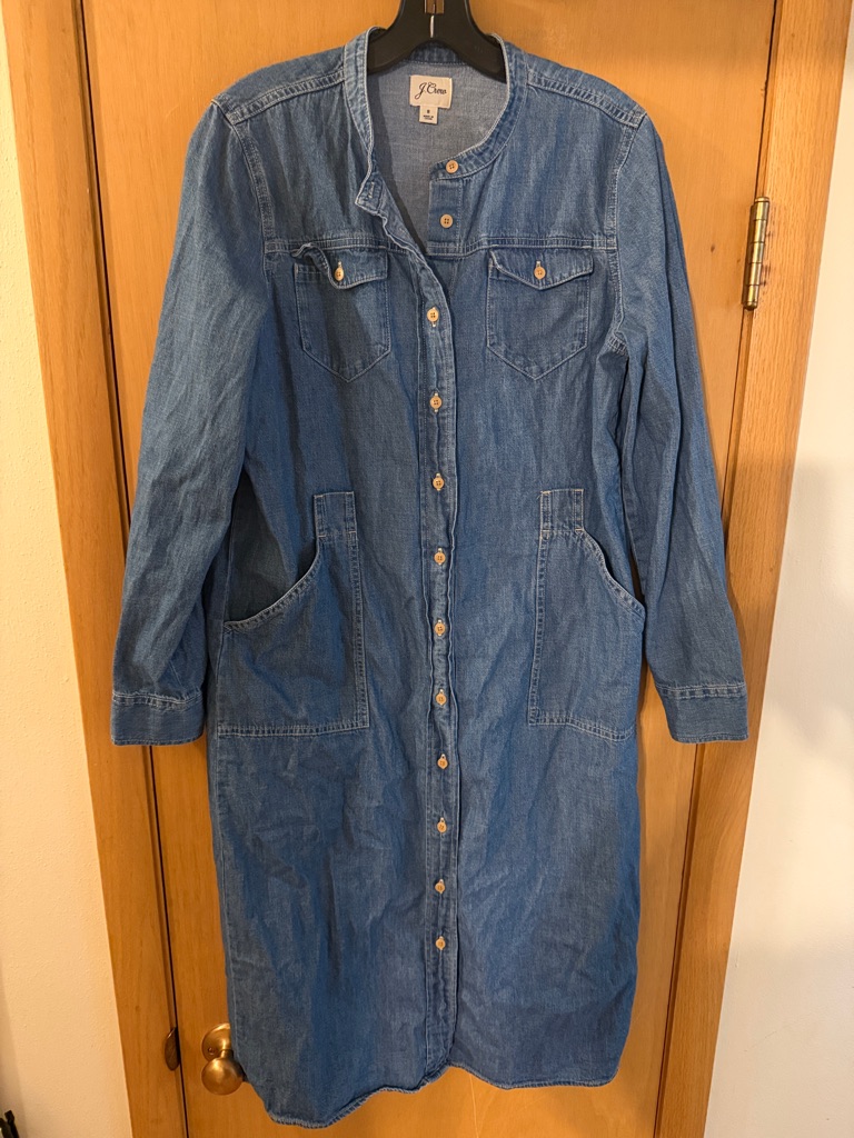 J. Crew Women’s Denim Jean Western Indigo Shirt Dress Button Down Midi Size 8